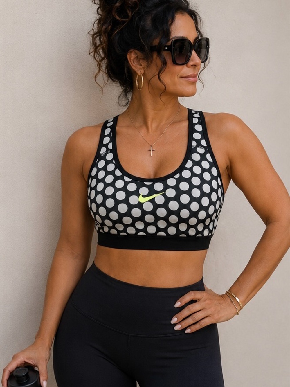 Nike Dri-FIT Polka Dot Sports Bra | Black & White | Size Large